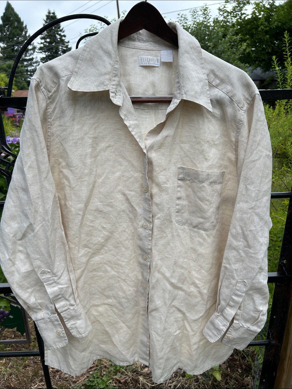 Elizabeth by Liz Claiborne natural color linen shirt size 18